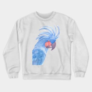 Palm cockatoo watercolor blue portrait Crewneck Sweatshirt